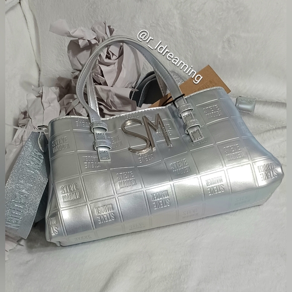 NWT Steve Madden Metallic Silver Brosa Shoulder Bag - Picture 4 of 11